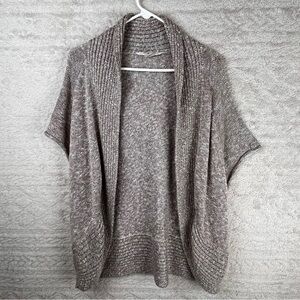 PETER NYGARD Cardigan 2X Tan Rolled Cap Sleeve Sweater Shawl Collar